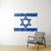 Tenture Grungge du drapeau israélien (En situation)