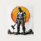 Tenture guerrier barbare médiéval imaginaire hummer force (Devant)