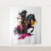 Tenture Guerrier équitation cheval en aquarelle (Devant)