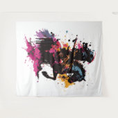 Tenture Guerrier équitation cheval en aquarelle (Devant (Horizontal))