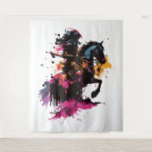 Tenture Guerrier équitation cheval en aquarelle (Devant)