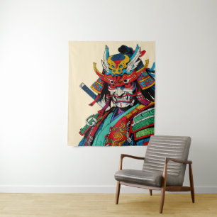 Tenture Guerrier Samouraï Féroce – Bushido Japonais Coloré