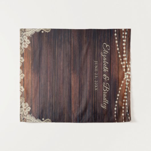 Tenture Guirlande lumineuse en bois rustique pour décor de (Devant (Horizontal))