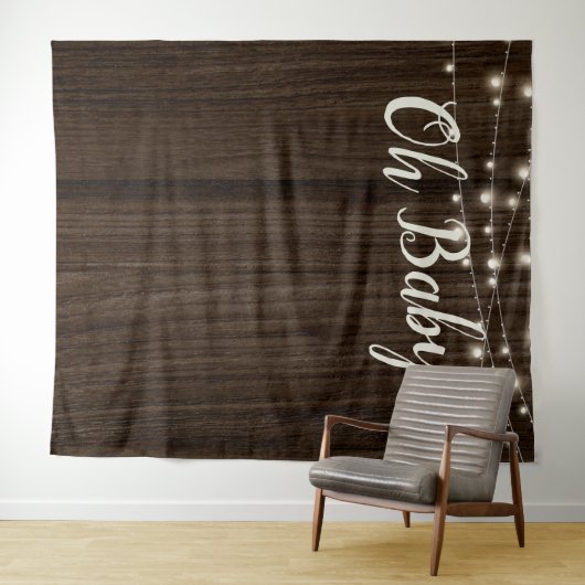 Tenture Guirlande lumineuse en bois rustique pour fond de  (En situation (horizontale))