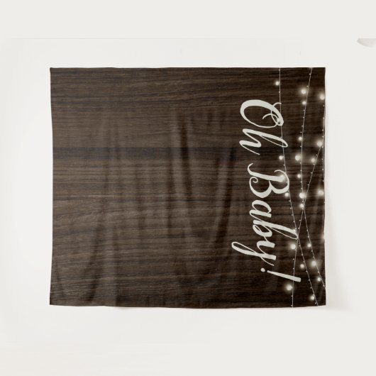 Tenture Guirlande lumineuse en bois rustique pour fond de  (Devant (Horizontal))