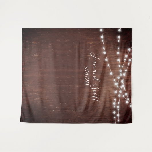 Tenture Guirlande lumineuse rustique foncé pour mariage en (Devant (Horizontal))