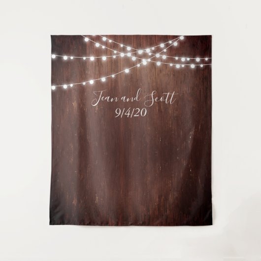 Tenture Guirlande lumineuse rustique foncé pour mariage en (Devant)