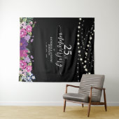 Tenture Guirlandes lumineuses et fleurs 25e anniversaire d (En situation (horizontale))