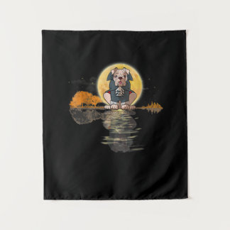 Tenture Guitar Lake Halloween effrayant anglais Bulldog Mo