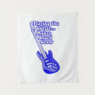 Tenture Guitare bleue vintage avec mots de motivation