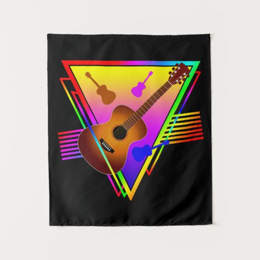 Tenture Guitare colorée rétro (Devant)