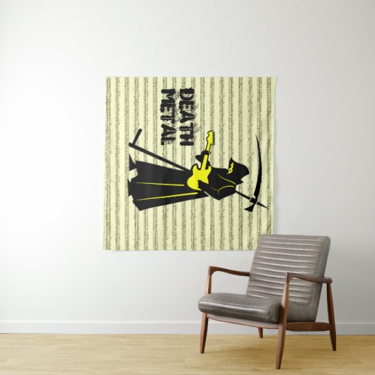 Tenture Guitare de faucheuse ☠️ conception gothique du crâ (En situation (horizontale))