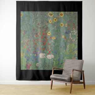 Tenture Gustav Klimt, jardin de ferme avec tournesols