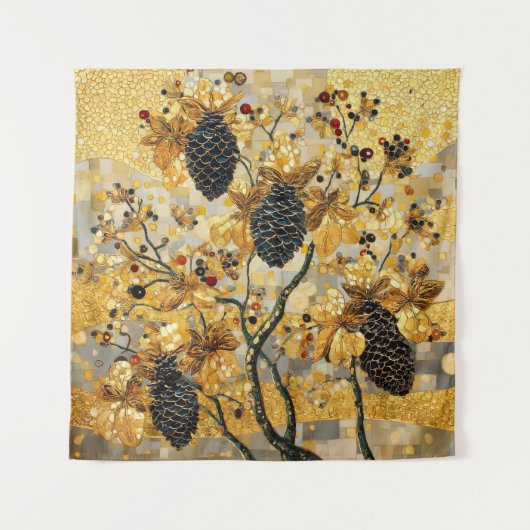 Tenture gustav klimt Rustic Pinecone Holiday Winter Bathro (Devant)