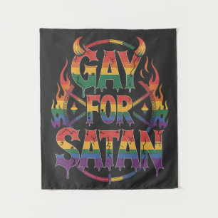 Tenture Hail Gay Satan Rainbow Baphomet Devil Goat LGBTQ