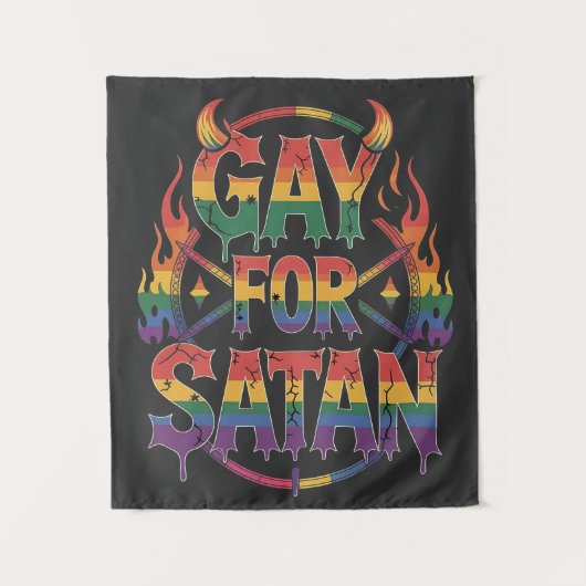 Tenture Hail Gay Satan Rainbow Baphomet Devil Goat LGBTQ (Devant)