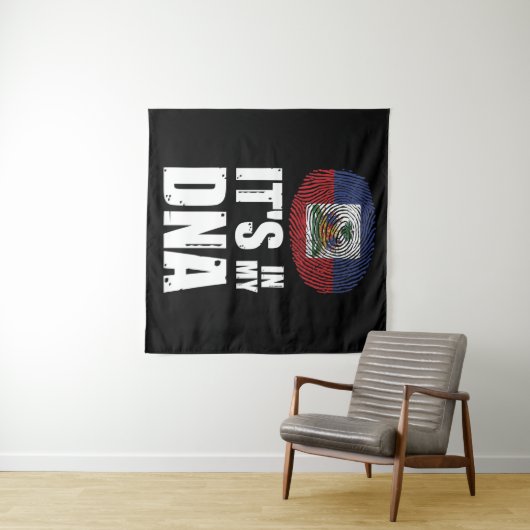 Tenture Haïti c'est dans mon ADN empreintes digitales drap (En situation (horizontale))