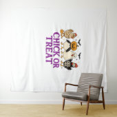 Tenture Hallobubu Halloween mignonne et Éffrayante sorcièr (En situation (horizontale))