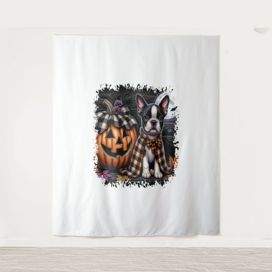 Tenture Halloween Boston Terrier Dog (Devant)