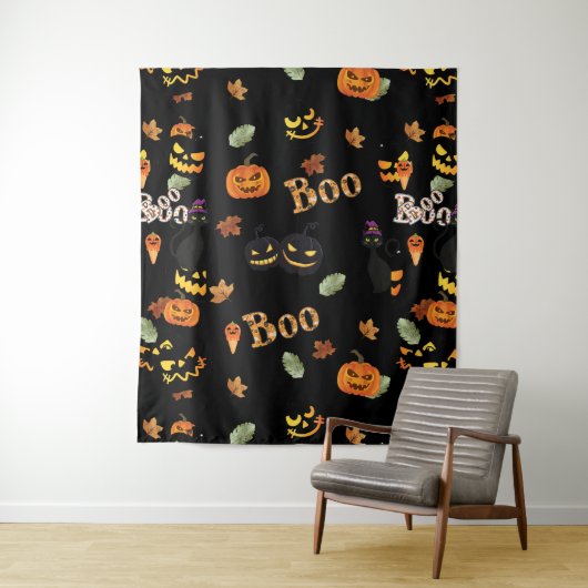 Tenture Halloween Cat Boo (En situation)