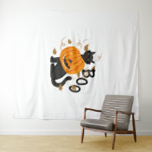 Tenture Halloween chat noir Boo (En situation (horizontale))