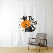 Tenture Halloween chat noir Boo (En situation)