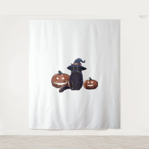 Tenture Halloween chat noir T-shirt trop grand