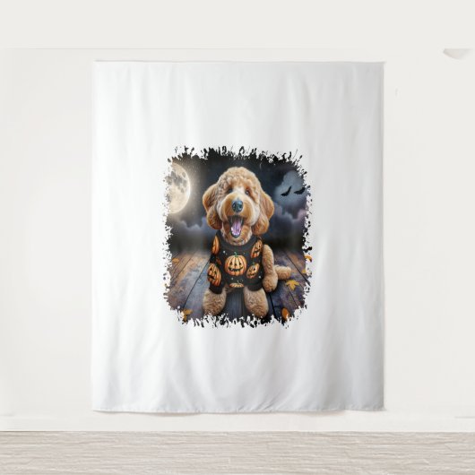 Tenture Halloween chien Goldendoodle (Devant)