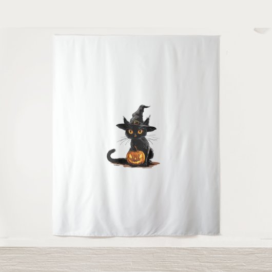 Tenture Halloween Citrouille de chat (Devant)