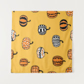 Tenture Halloween Citrouille tiré à la main sans couture (Devant (Horizontal))