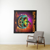 Tenture Halloween coloré Déplaisant Citrouille noir (En situation (horizontale))