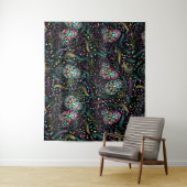 Tenture Halloween coloré et Abstrait Crânes Éffrayants (En situation)