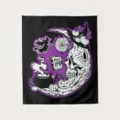 Tenture Halloween Croissant Lune crâne de sorcière (Devant)