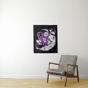 Tenture Halloween Croissant Lune crâne de sorcière