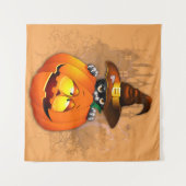 Tenture Halloween Cute Kitty Witch et ami Citrouille (Devant (Horizontal))