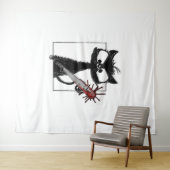 Tenture Halloween de baseball de chat noir (En situation (horizontale))