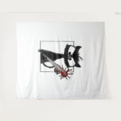 Tenture Halloween de baseball de chat noir (Devant (Horizontal))