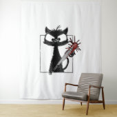 Tenture Halloween de baseball de chat noir (En situation)