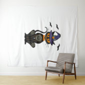 Tenture Halloween de chat noir (En situation (horizontale))