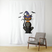 Tenture Halloween de chat noir (En situation)