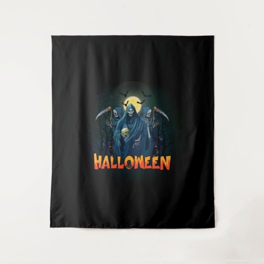 Tenture Halloween de nuit squelette effrayant, Mon humeur (Devant)