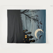 Tenture Halloween éffrayant avec maison hantée (Devant (Horizontal))