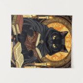 Tenture Halloween en couverture cartonnée Un chat lisant d (Devant (Horizontal))