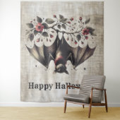 Tenture Halloween Fleurs roses mal chauve Feuilles verts c (En situation)