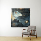 Tenture Halloween Ghost et Rencontre de chat (En situation (horizontale))