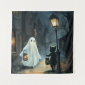 Tenture Halloween Ghost et Rencontre de chat (Devant)