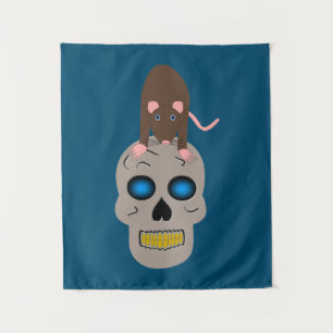 Tenture Halloween gothique du crâne et du rat