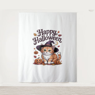 Tenture Halloween heureux Citrouille de chat