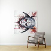 Tenture Halloween mystique Vampire femme Aquarelle (En situation (horizontale))