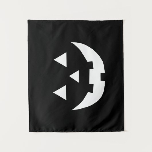 Tenture Halloween noir blanc Jack-o'-lantern effrayant (Devant)